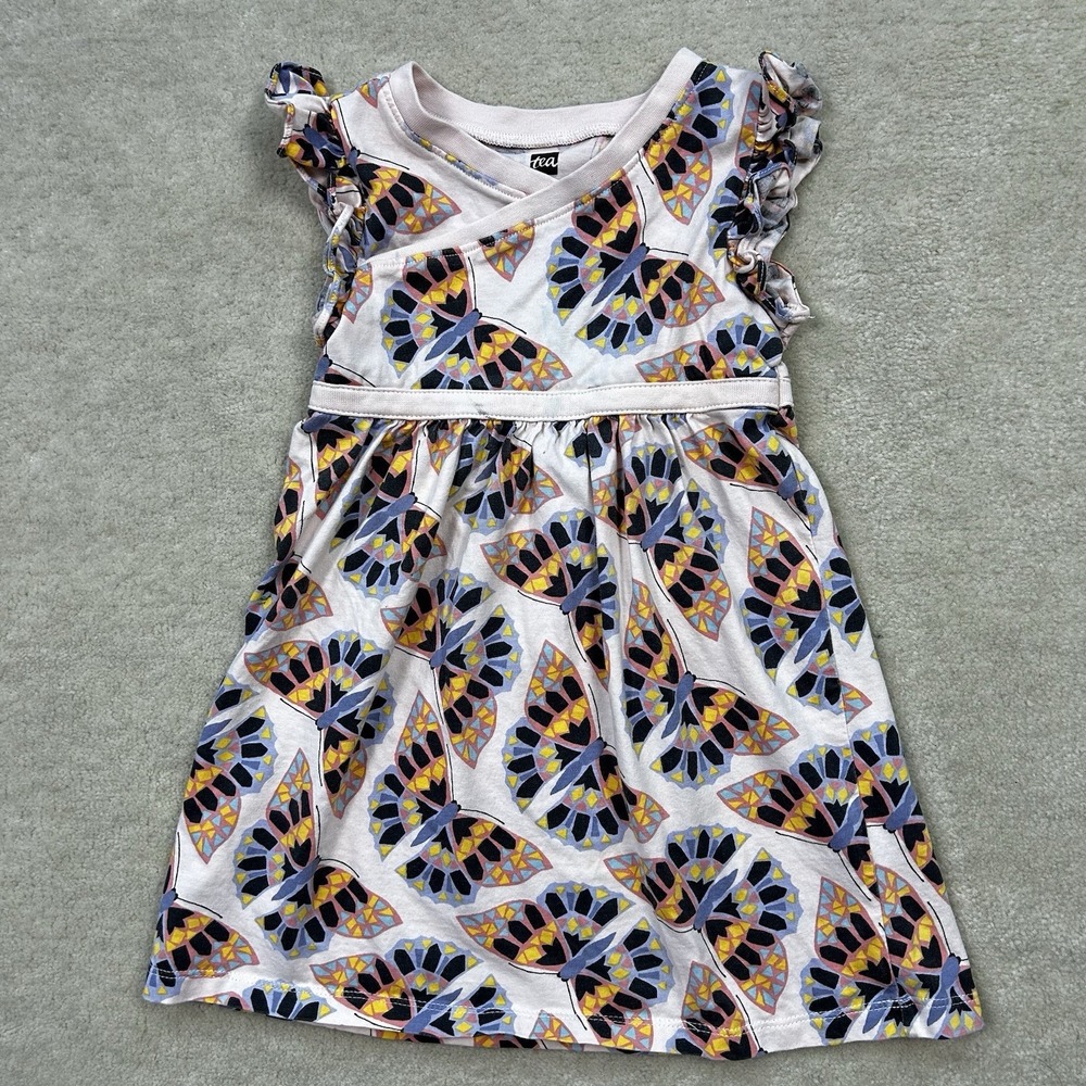 Tea Collection Girls 3T Sleeveless Dress Butterflies Pleated Summer